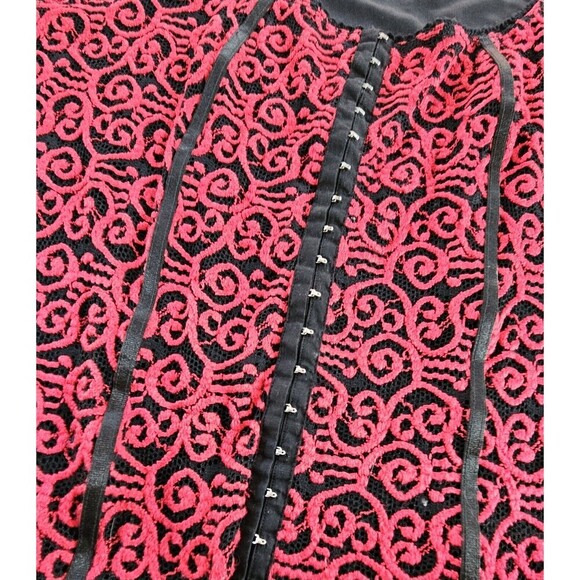 Avenue Y2k Red Black Lace Overlay Corset Close Top Size 3XL WhimsyGoth Fairy - Picture 7 of 9
